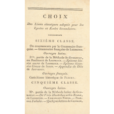 Choix des Livres classiques adoptés pour les Lycées et Ecoles Secondaires.