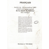 Français - Arrêté du 22 novembre 1995 relatif aux programmes de la classe de sixième des collèges.