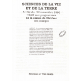 Sciences de la vie et de la terre - Arrêté du 22 novembre 1995 relatif aux programmes de la classe de sixième des collèges.