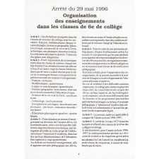 Enseignements artistiques - Arrêté du 22 novembre 1995 relatif aux programmes de la classe de sixième des collèges.