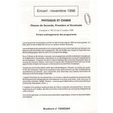 Encart : novembre 1998 - Physique et Chimie, classes de Seconde, Première et Terminale.