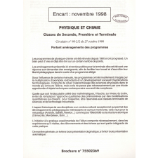 Encart : novembre 1998 - Physique et Chimie, classes de Seconde, Première et Terminale.