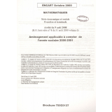 Encart : octobre 2000 - Mathématiques, série Economique et Sociale, Première et terminale - Arrêté du 9 août 2000.