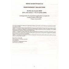 Encart : octobre 2000 - Mathématiques, série Economique et Sociale, Première et terminale - Arrêté du 9 août 2000.