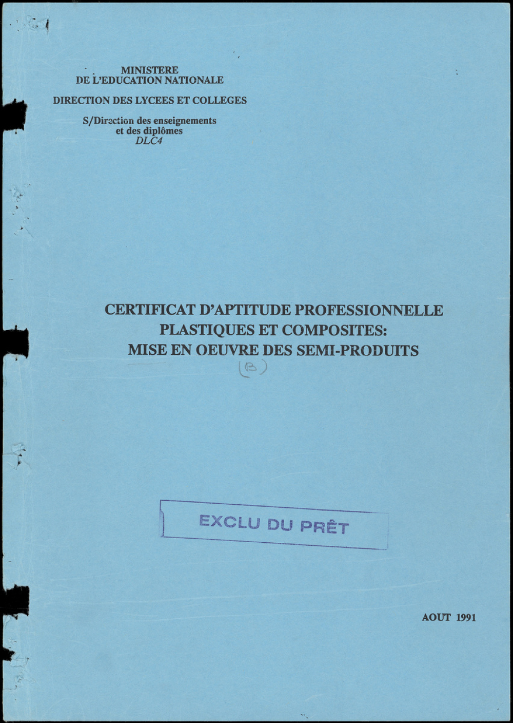 Certificat d'aptitude professionnelle plastiques et composites: mise en oeuvre des semi-produits.