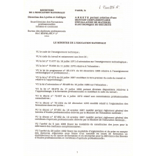 Mention complémentaire installation de matériel électronique de sécurité. Arrêté du 7 février 1995 et annexes.