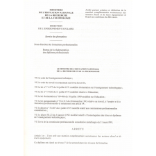 Mention complémentaire maintenance des moteurs Diésel et de leurs équipements. Arrêté du 27 juillet 1999 et annexes. 