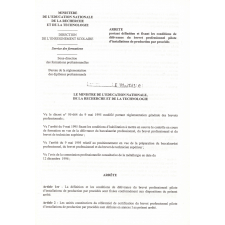 Brevet professionnel. Pilote d'installations de production par procédés. Arrêté du 9 septembre 1998 et annexes.
