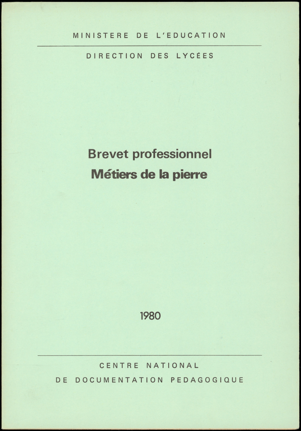 Brevet professionnel. Métiers de la pierre.