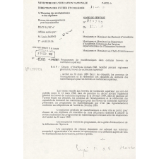 Note de service. Programmes de mathématiques dans certains brevets de techniciens supérieuirs.