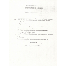 Programme de mathématiques. Classe de Terminale STI. Sciences et technologie industrielle.