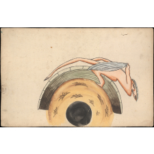 Planche d'anamorphose :  une baigneuse