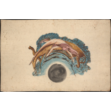 Planche d'anamorphose : homme et taureau