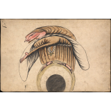 Planche d'anamorphose :  moine ou pèlerin