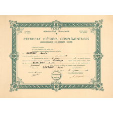 Certificat d'études complémentaires. 