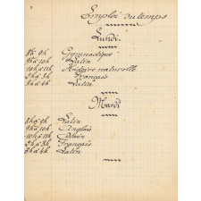 Emploi du temps - Compositions - 6ième A2 - 1933-34