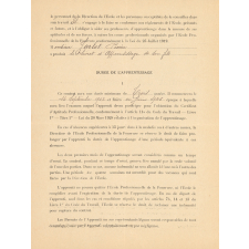 Contrat d'apprentissage (Garçons), École professionnelle de la fourrure, Paris 4e