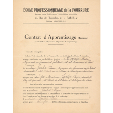 Contrat d'apprentissage (Garçons), École professionnelle de la fourrure, Paris 4e