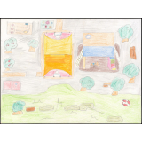 Dessin sur la renaturation de la cour d'école