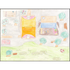 Dessin sur la renaturation de la cour d'école