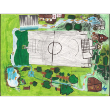 Dessin sur la renaturation de la cour d'école