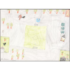 Dessin sur la renaturation de la cour d'école