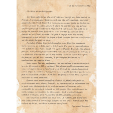 Lettre d'un tirailleur sénégalais à son épouse le 12 novembre 1932