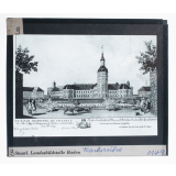 Vue par derrière du château du sérénissime margrave de Badn à Carlsruhe avec Privilège = Prospect des hochfürstl. Margräflichen - Residenz - Schlosses zu Karlsruhe von dem hinteren Garten gesehen