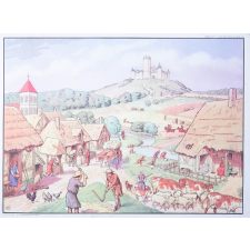 Tableaux muraux. N°11- Les croisés à Jérusalem. N°12 - La vie des paysans au Moyen Age.