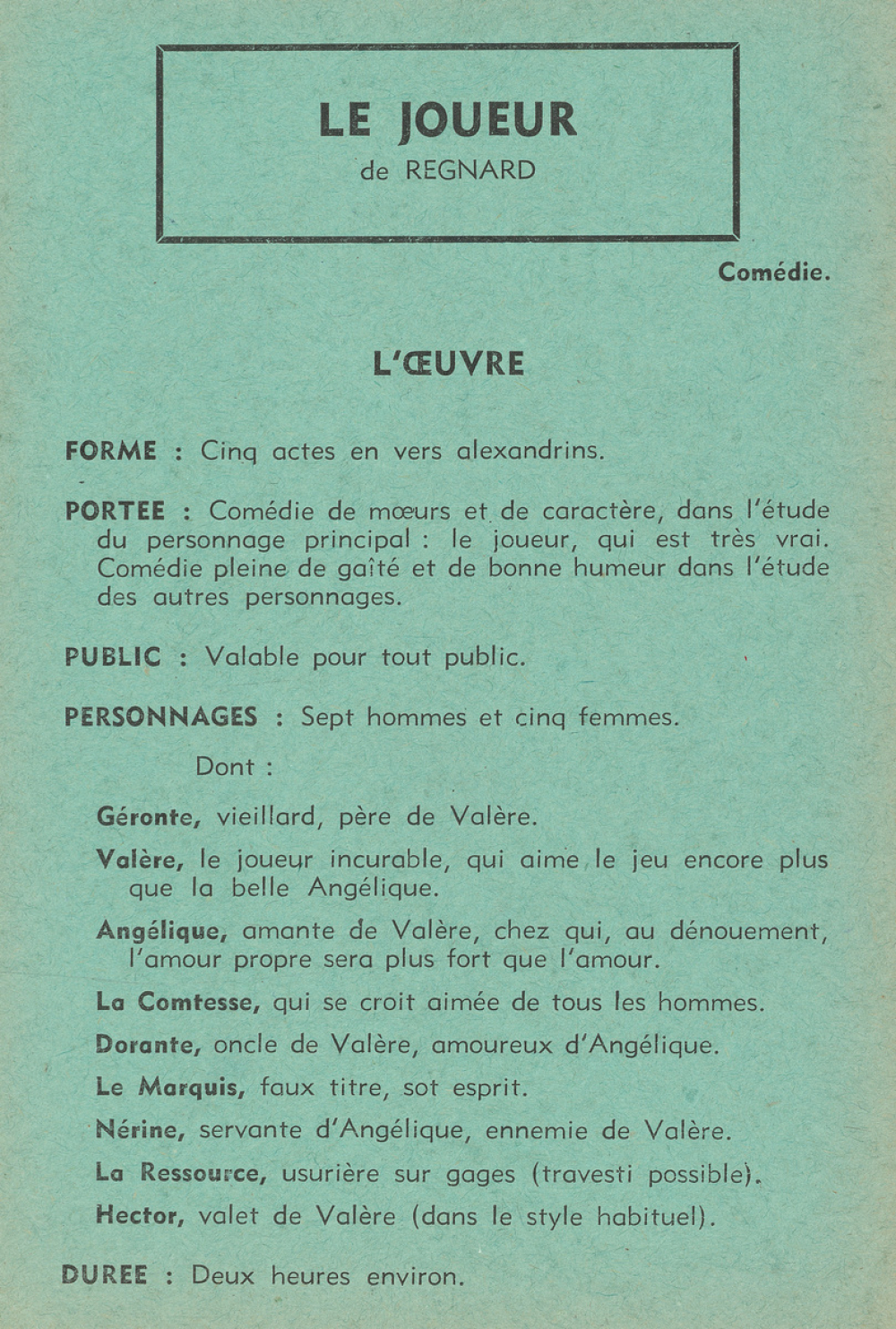 Le joueur : fiche d'analyse