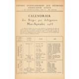 Calendrier des stages par délégation. Mars-septembre 1953.