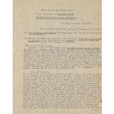 Notes prises en janvier 1947 à la conférence de Monsieur ROGER 