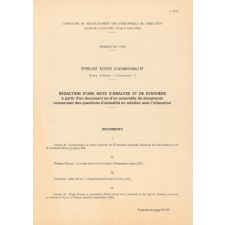 Sujet du concours de recrutement des personnels de direction : épreuve écrite d'admissibilité : note d'analyse et de synthèse : 1988