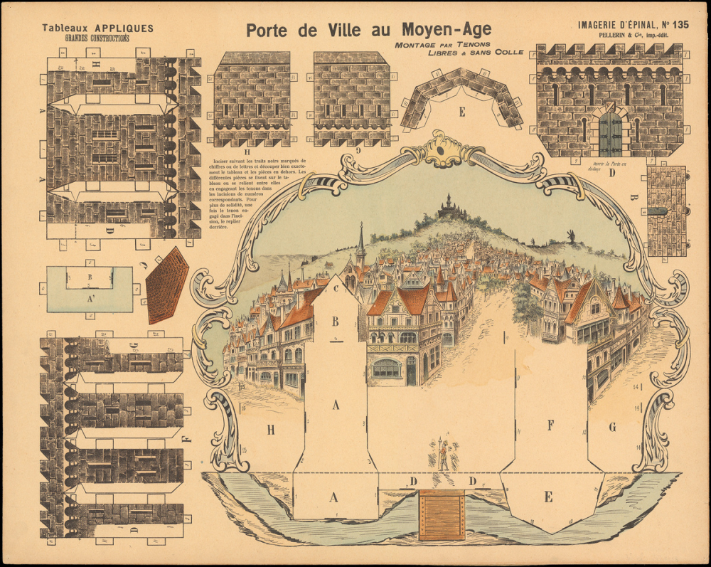 Tableaux appliqués : grandes constructions : porte de ville au Moyen-Age : N° 135