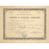 Certificat d'études primaires. Mention d'études complémentaires. 