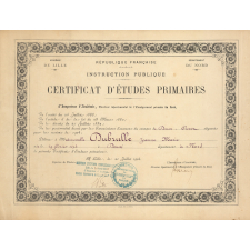 Certificat d'études primaires. Mention d'études complémentaires. 