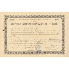 Certificat d'études secondaires du 1er degré.