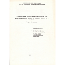 Comportement de lecteur d'enfants du CM2. Profils, représentations, influence des animations, influence de la contrainte. Rapport de recherche.