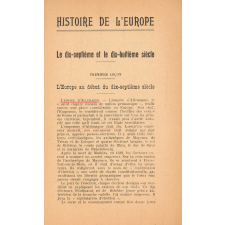 Cours d'histoire moderne : l'Europe : XVIIe & XVIIIe siècles