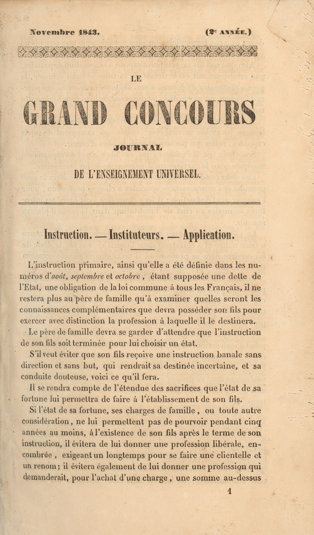 Le grand concours : journal de l'enseignement universel : novembre 1843 : octobre 1844