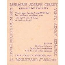 Buvard publicitaire : librairie Joseph Gibert