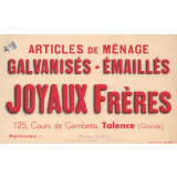 Buvard publicitaire : Articles ménagers Joyaux Frères