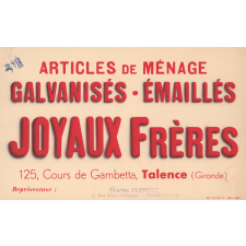 Buvard publicitaire : Articles ménagers Joyaux Frères