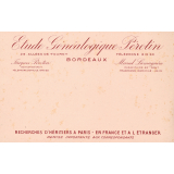 Buvard publicitaire : Étude généalogique Pérotin