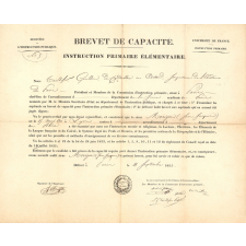 Brevet de Capacité. Ministère de l'Instruction Publique - Université de France - Instruction Primaire - Instruction Primaire Elémentaire.