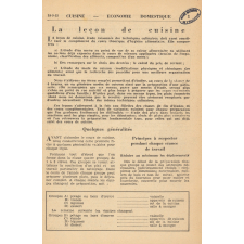 Fiches pédagogiques tirées de L'École libératrice - Cuisine et enseignement ménager. 
