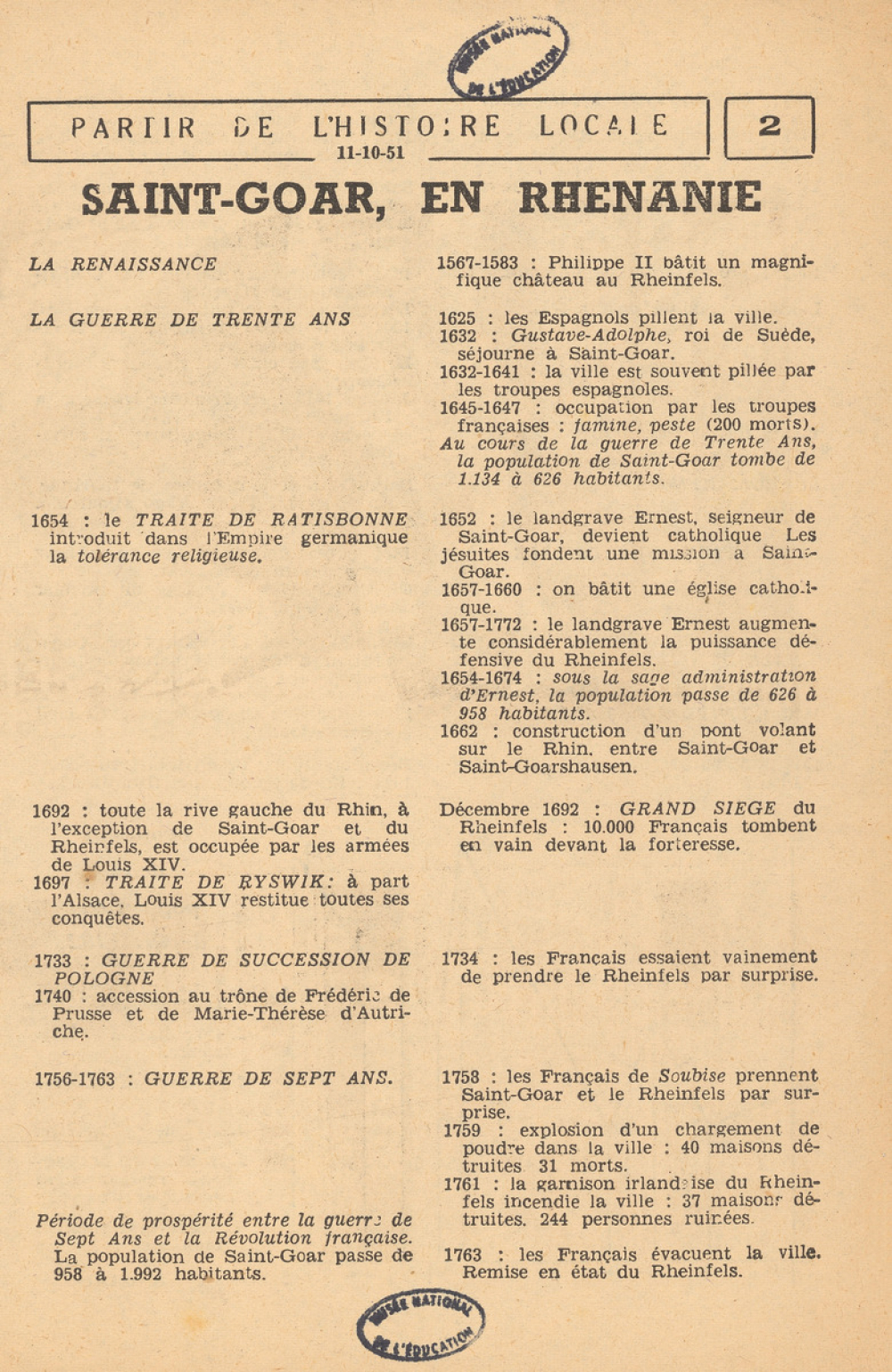 Fiches pédagogiques tirées de L'École libératrice - Histoire. 