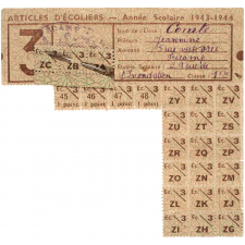 Carte de rationnement pour articles d'écoliers