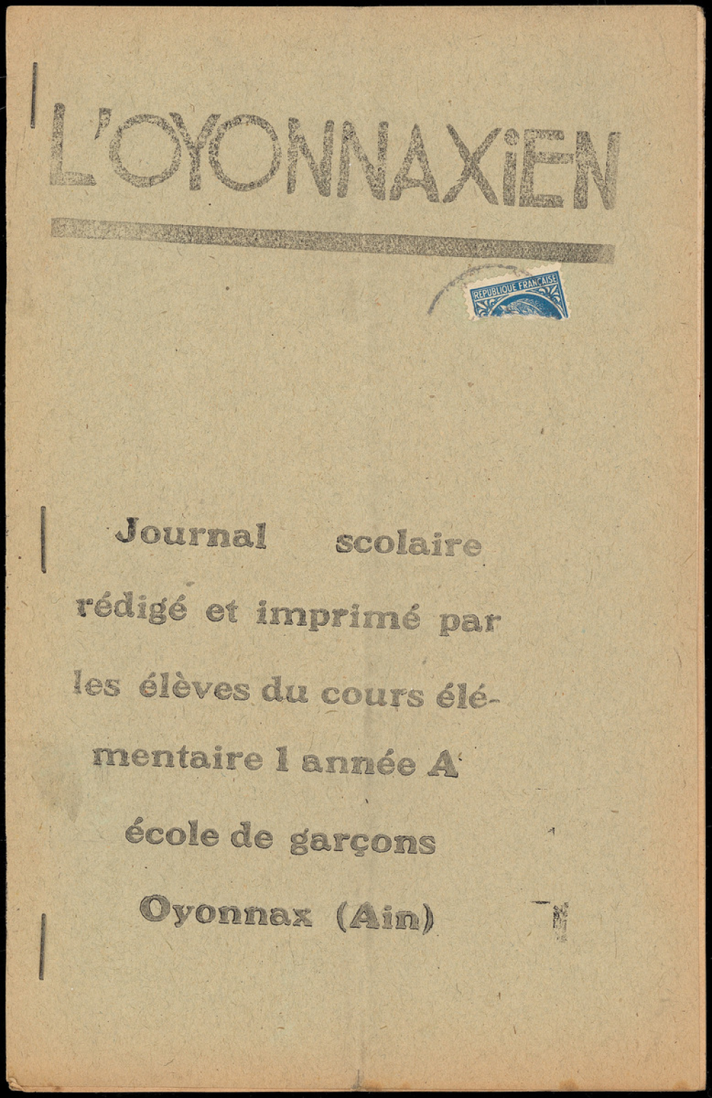 Journal scolaire Freinet. L'oyonnaxien. [1948].
