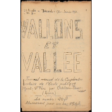 Journal scolaire Freinet. Vallons et vallée. N°3, janvier, 1951.